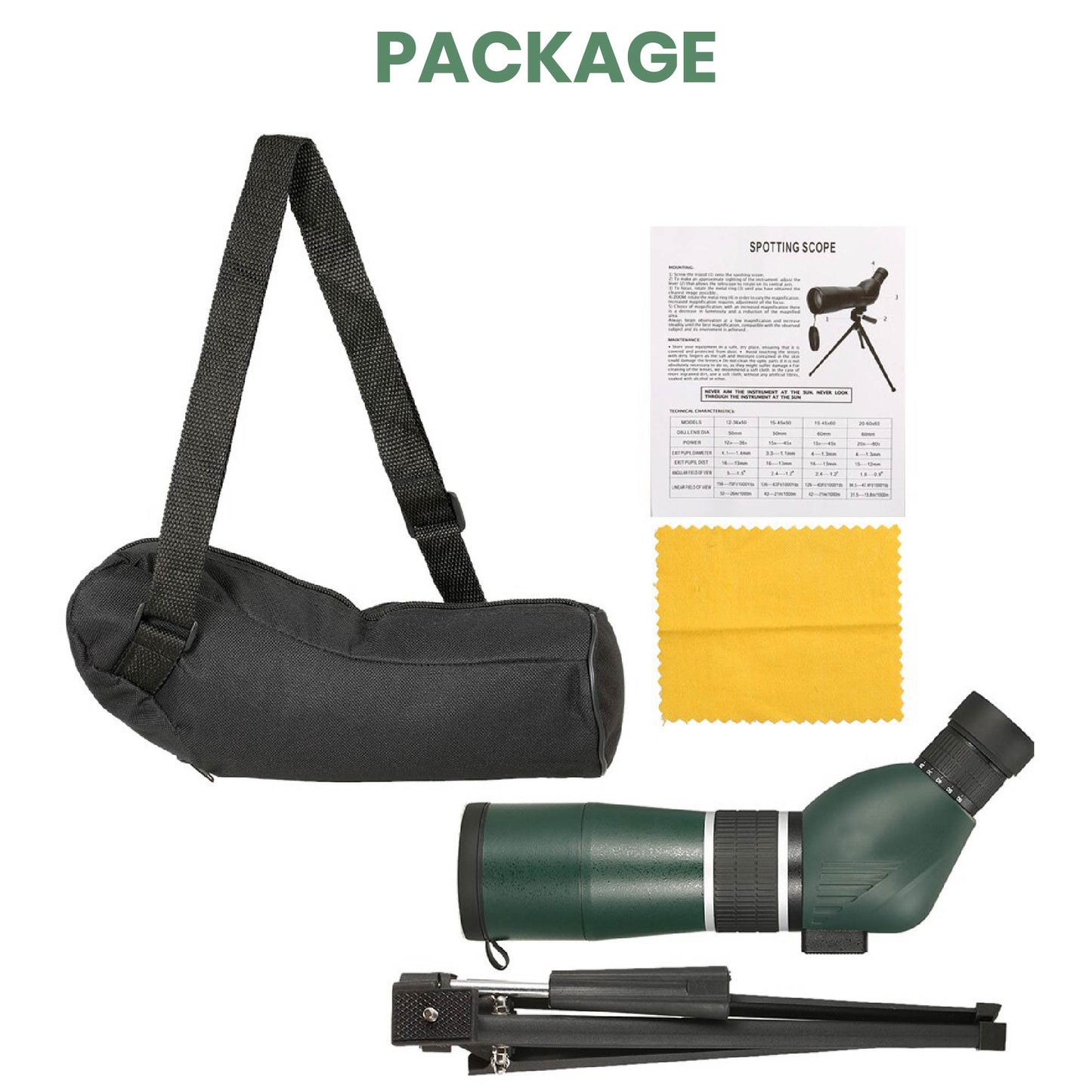 Stealth Night Ops- HD Spotting Scope 20-60x80mm + Tripod
