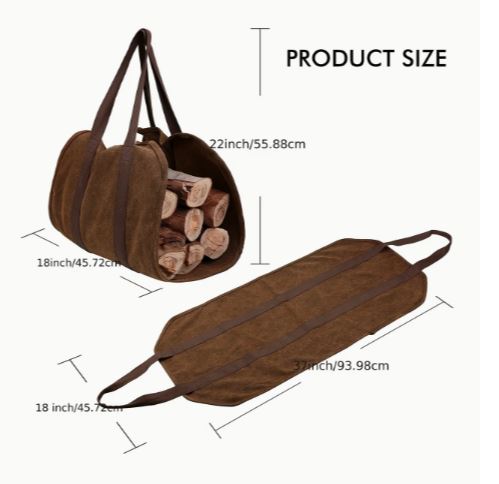 Extra Large Canvas Firewood Carrier Bag