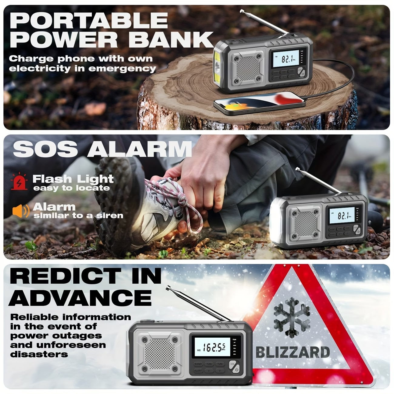 Emergency Hand-Crank Solar Weather Radio