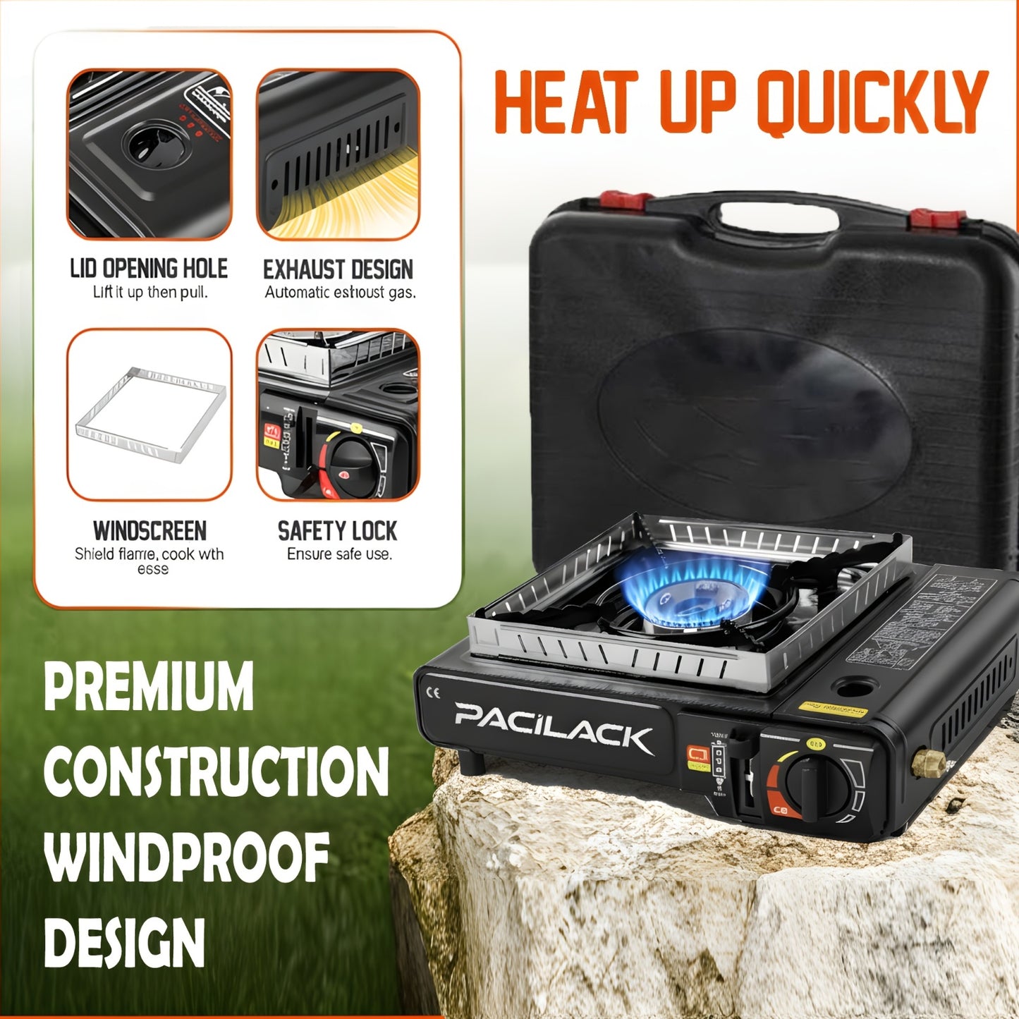 Compact Camping Cooker — Propane & Butane Stove with Carrying Case