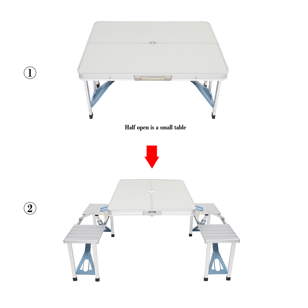 Portable Folding Camping Picnic Table Set, with Umbrella Hole for Outdoor