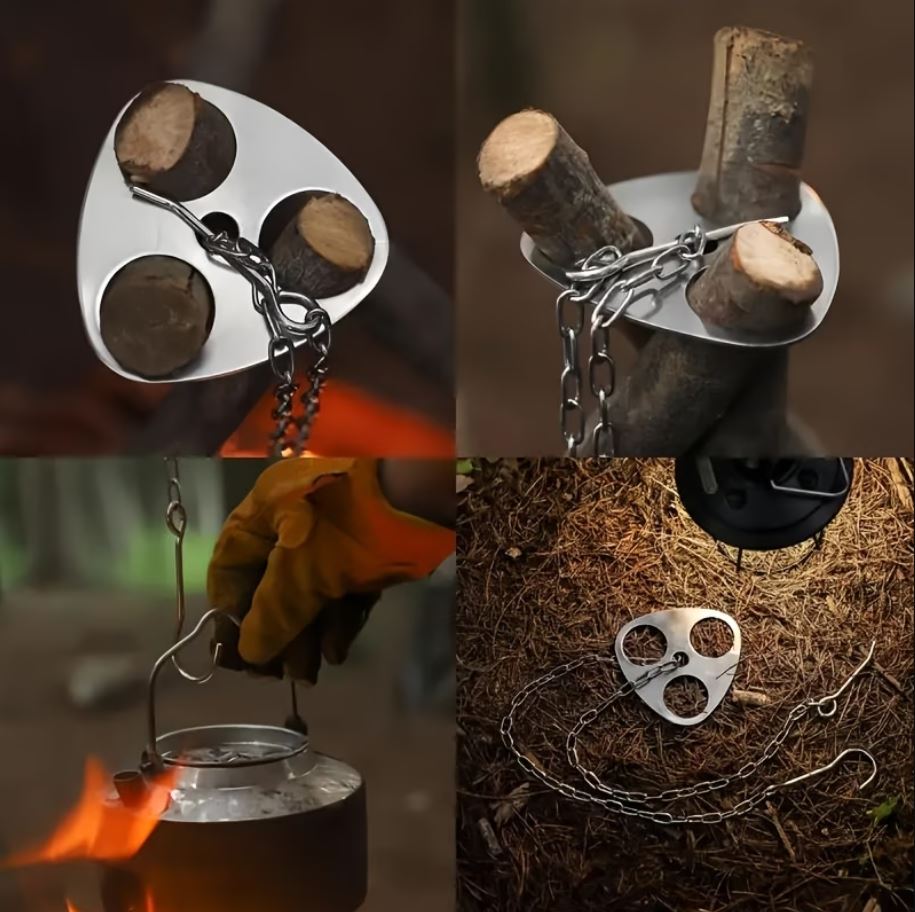 Portable Stainless Steel Camping Tripod for Hanging Pots – Outdoor Campfire Cooking Stand for BBQ & Hiking