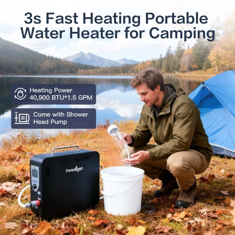 Propane Water Heater Shower W/Pump Portable for Outdoor Camping Hunting Cleaning