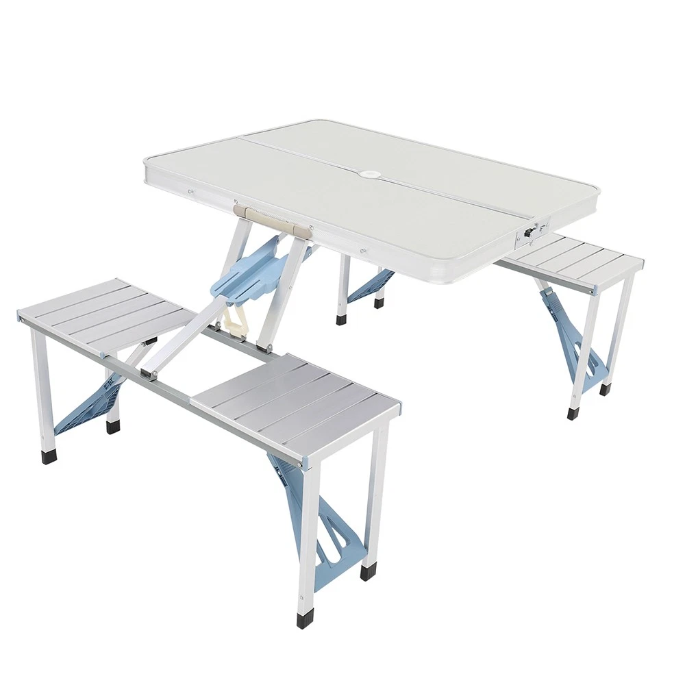 Portable Folding Camping Picnic Table Set, with Umbrella Hole for Outdoor