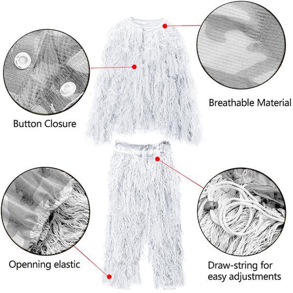 3D Camouflage Ghillie Suit Set with Jacket, Pants, Hood & Carry Bag 5-in-1