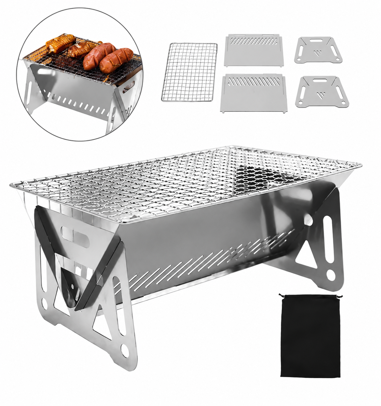 Portable Folding Stainless Steel BBQ Grill