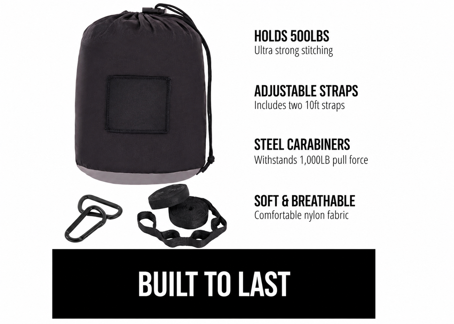 Durable Camping Hammock with Heavy-Duty Tree Straps