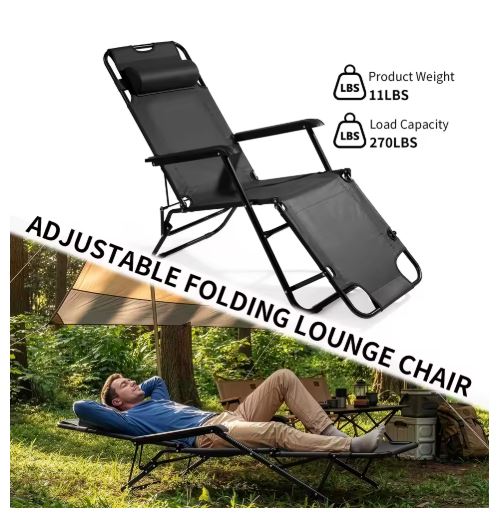 Portable 2-in-1 Reclining Camp Chair Bed