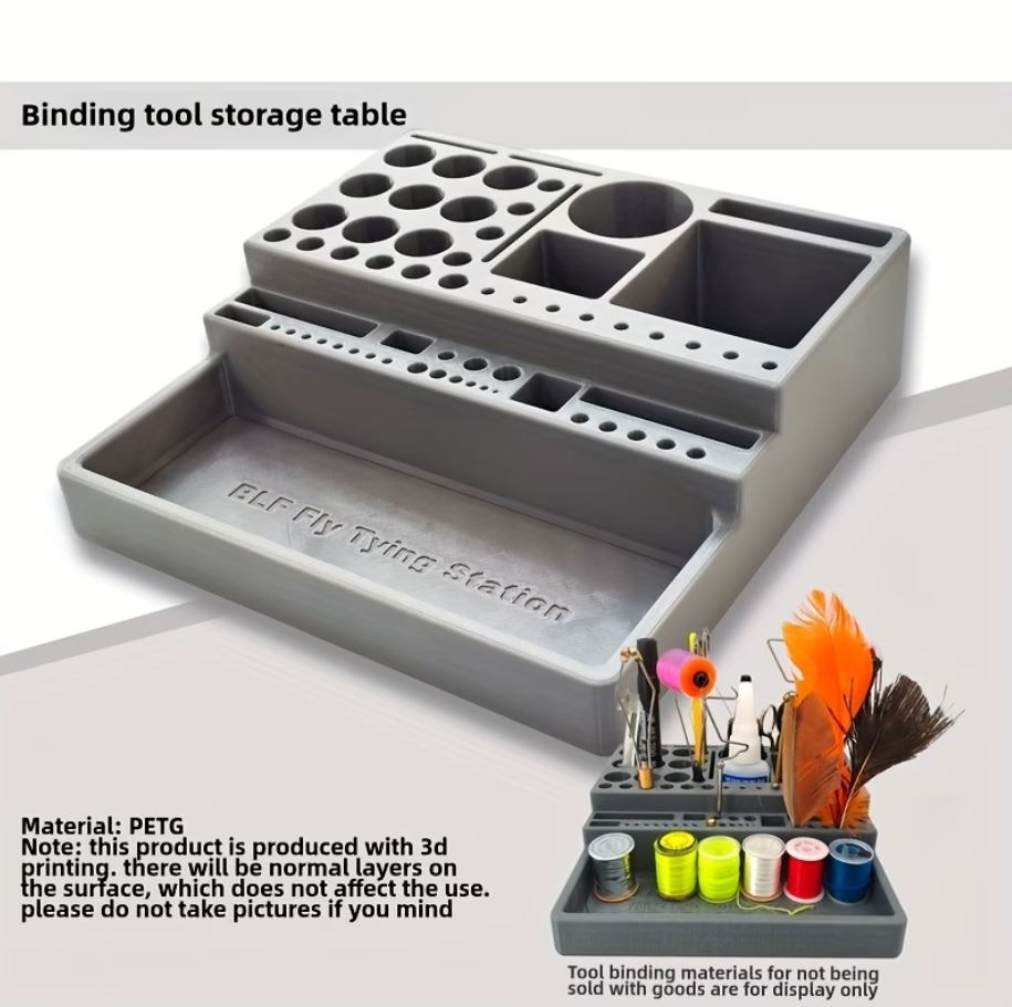 360° Rotating Fly Tying Station Organizer Box