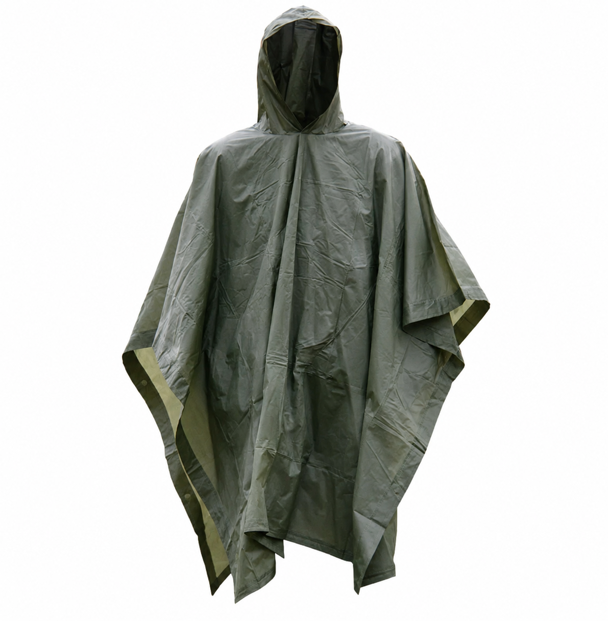 Military Style Hooded Rain Poncho