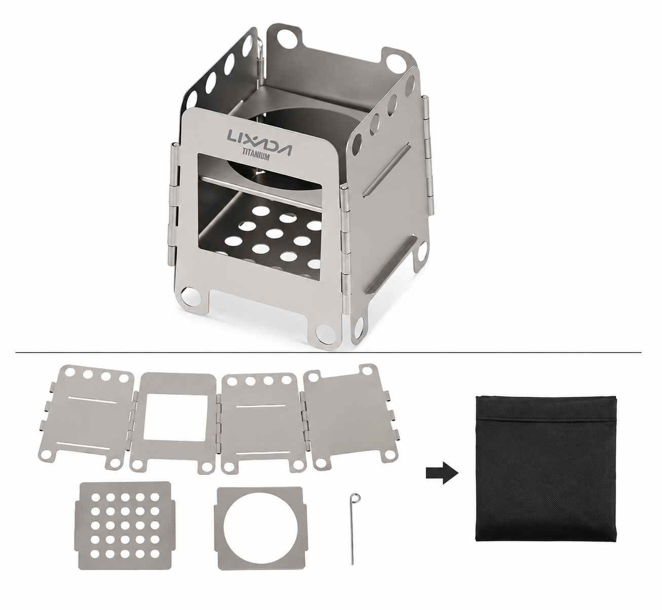 Lightweight Titanium Camping Wood Stove