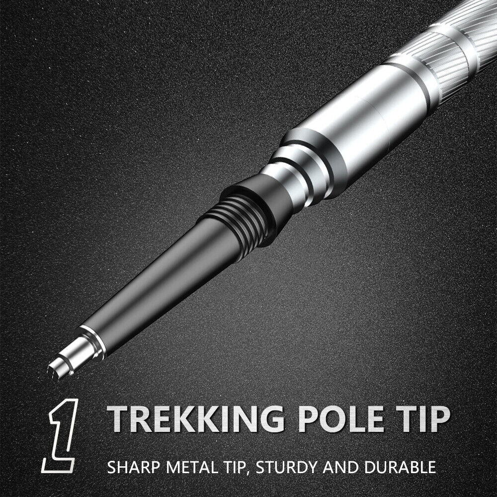Tactical Hiking Walking Stick - Collapsible Survival Trekking Pole with Compass, Knife, Firestarter & Tungsten Icebreaker