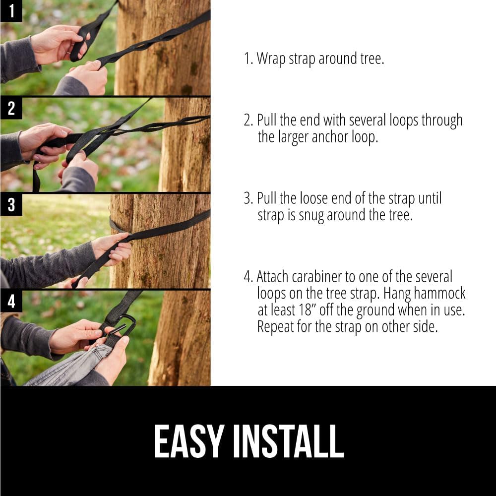 Durable Camping Hammock with Heavy-Duty Tree Straps