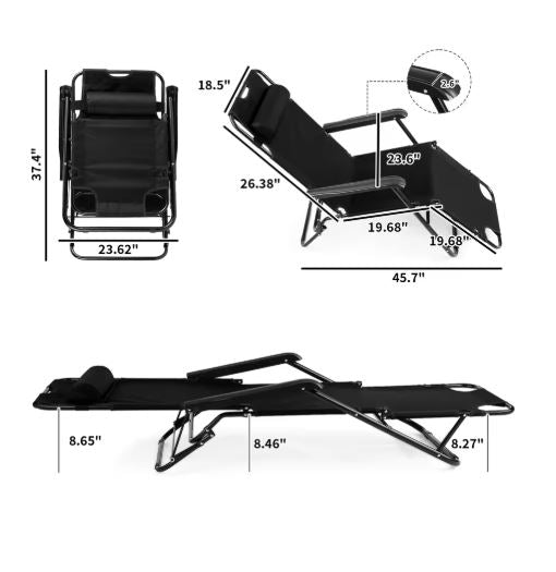 Portable 2-in-1 Reclining Camp Chair Bed
