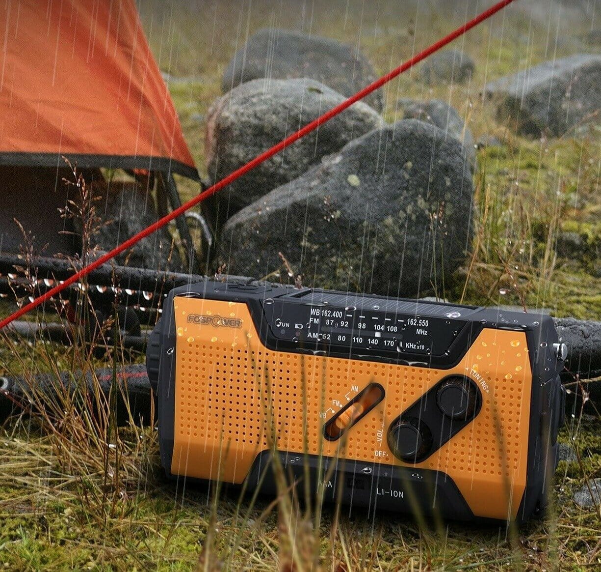 Emergency Solar Hand Crank Weather Radio with 2000mAh Power Bank & LED Flashlight