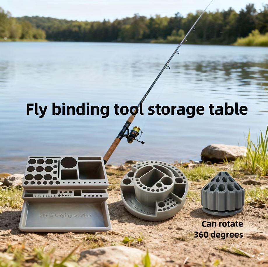 360° Rotating Fly Tying Station Organizer Box