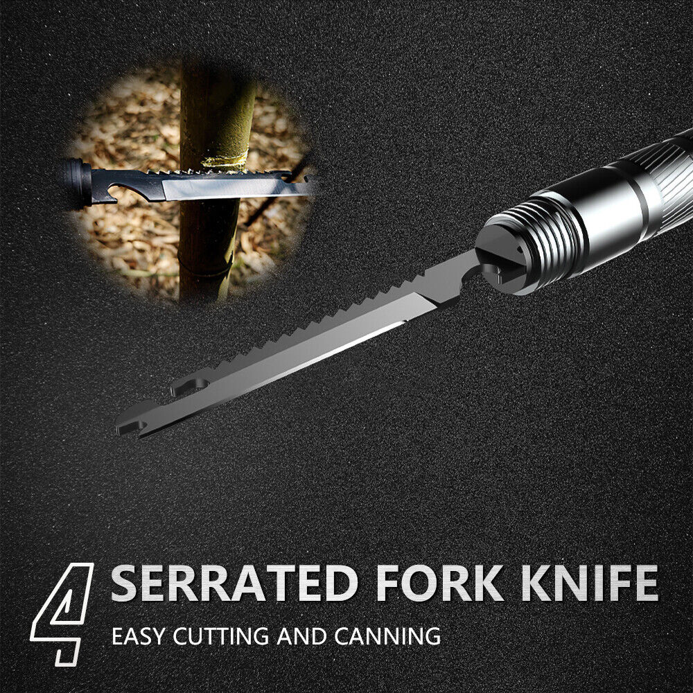 Tactical Hiking Walking Stick - Collapsible Survival Trekking Pole with Compass, Knife, Firestarter & Tungsten Icebreaker