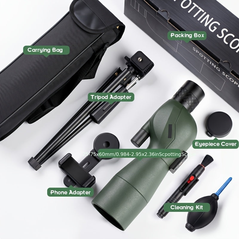 25-75x60 Spotting Scope with Tripod & Smartphone Adapter