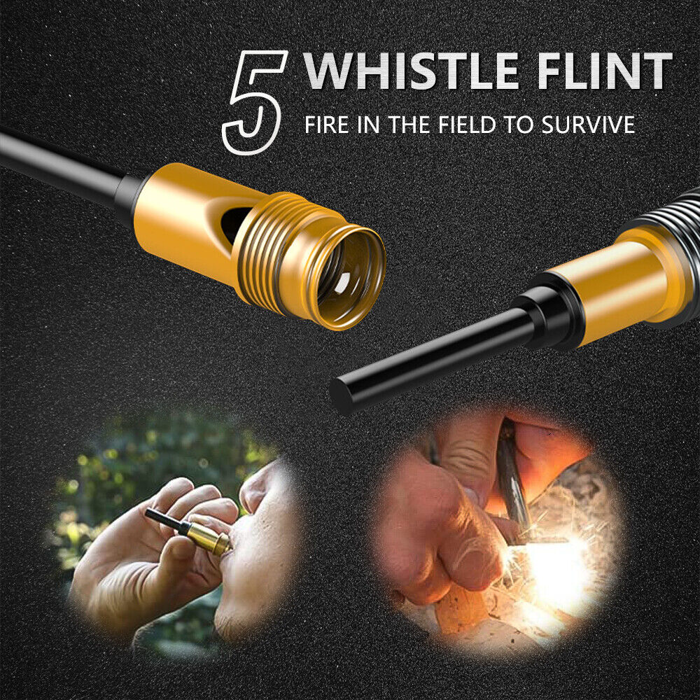 Tactical Hiking Walking Stick - Collapsible Survival Trekking Pole with Compass, Knife, Firestarter & Tungsten Icebreaker