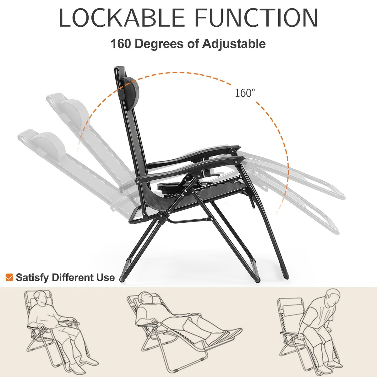 2-Pack Zero Gravity Recliner Lounge Chair