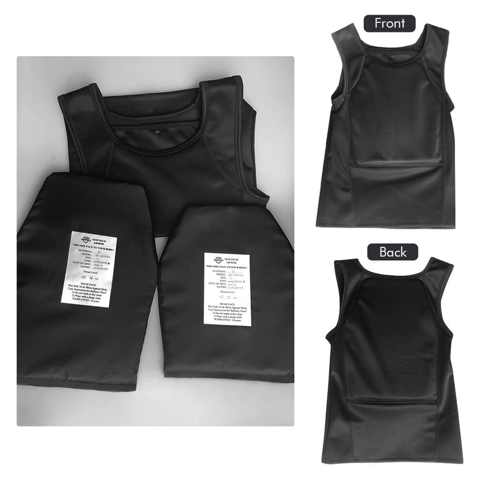 Concealed Bulletproof Vest Ultra Thin T-shirt Undershirt Covert Body Armor - NIJ IIIA Protection