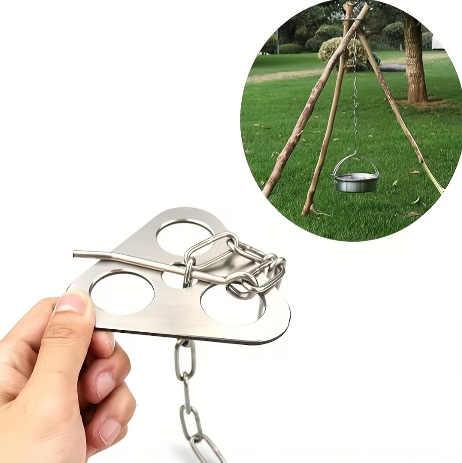 Portable Stainless Steel Camping Tripod for Hanging Pots – Outdoor Campfire Cooking Stand for BBQ & Hiking