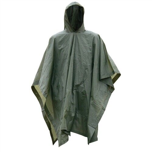 Military Style Hooded Rain Poncho