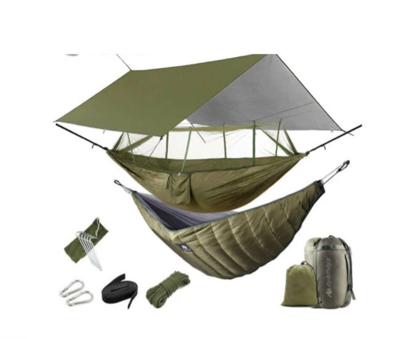Camping Hammock Kit with Mosquito Net, Underquilt & Rainfly