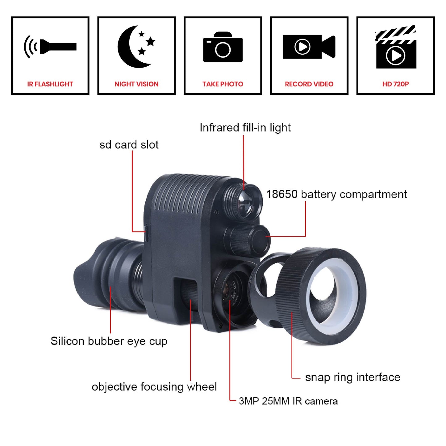 3rd Gen Stealth Night Ops™ TF3 - Night Vision Infrared Video Recording Camera Scope