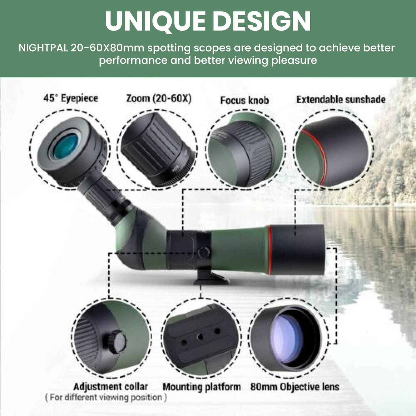 Stealth Night Ops-  HD Spotting Scope 20-60x80mm + Tripod