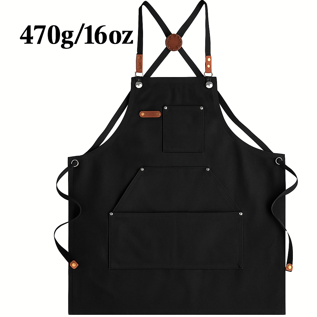 Heavy-Duty Canvas Work Apron — 16oz Cross-Back