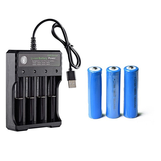 Stealth Night Ops™ 18650 Rechargeable Batteries & USB Charger Kit (3-pcs)