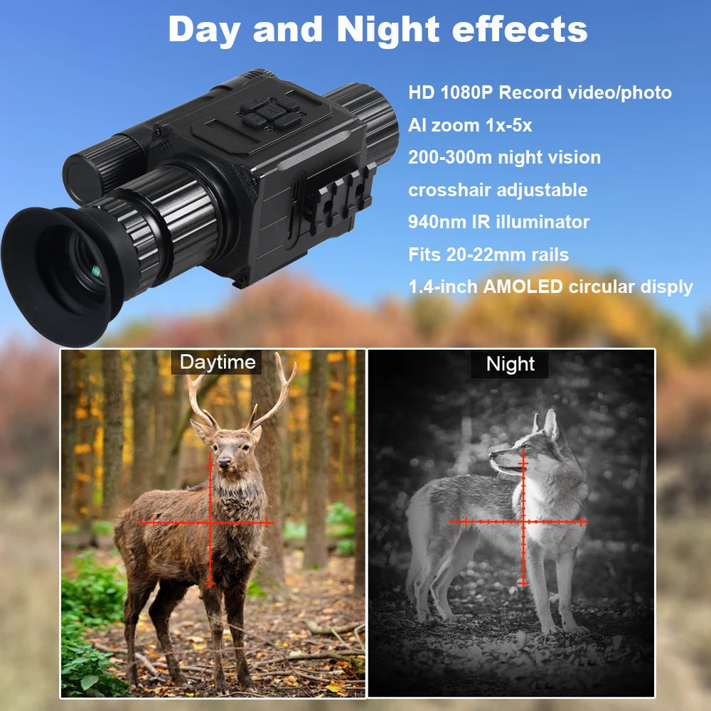 Stealth Night Ops TF6 Night Vision Hunting Scope - 1080P HD with 5x Zoom & IR Illuminator