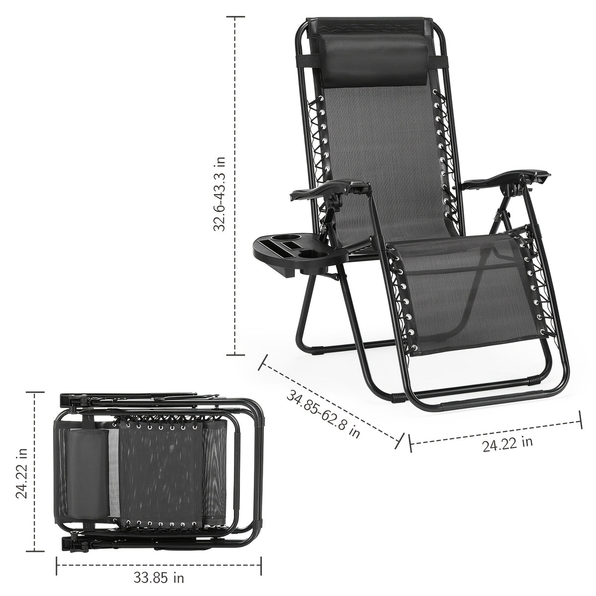 2-Pack Zero Gravity Recliner Lounge Chair