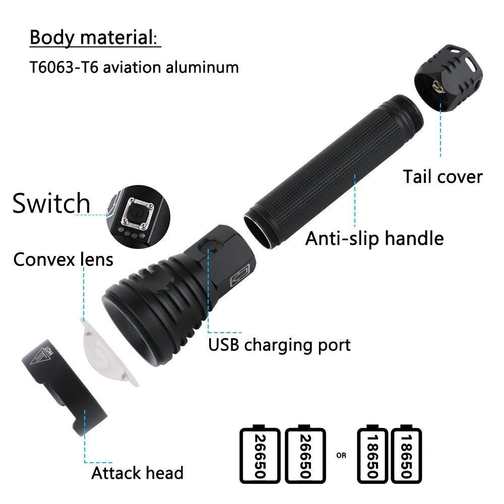 Bright Powerful 120,000 Lumens Flashlight