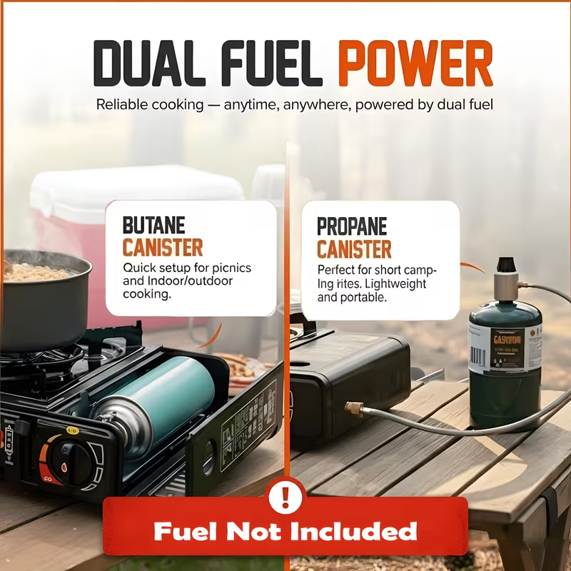 Compact Camping Cooker — Propane & Butane Stove with Carrying Case