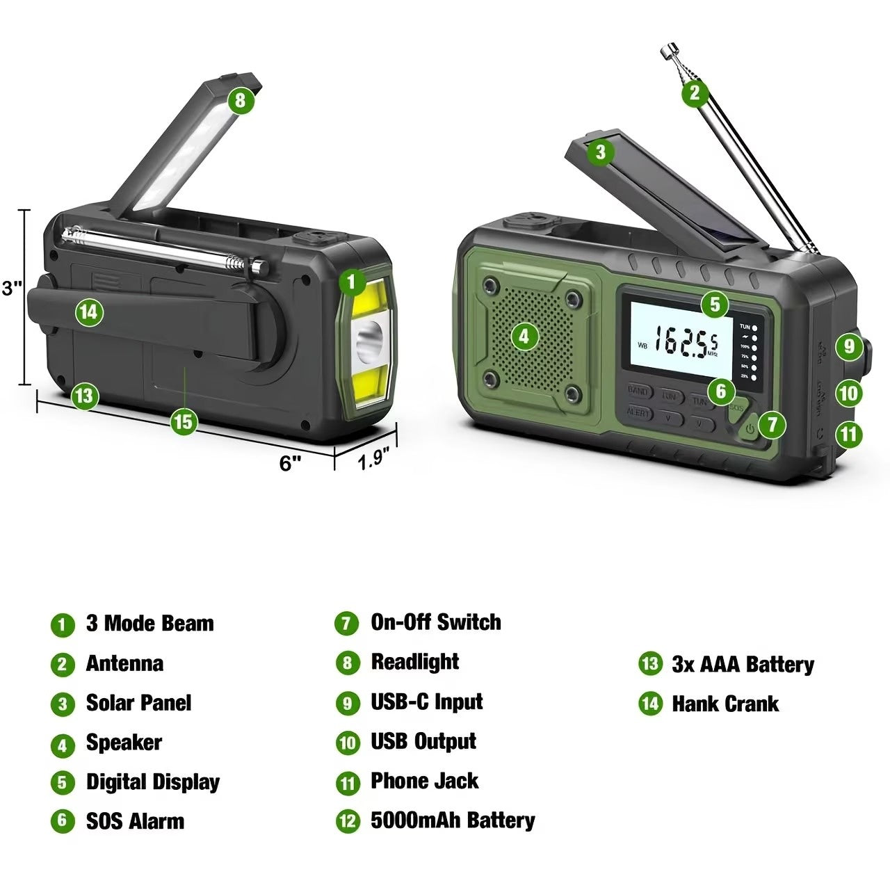 Emergency Hand-Crank Solar Weather Radio