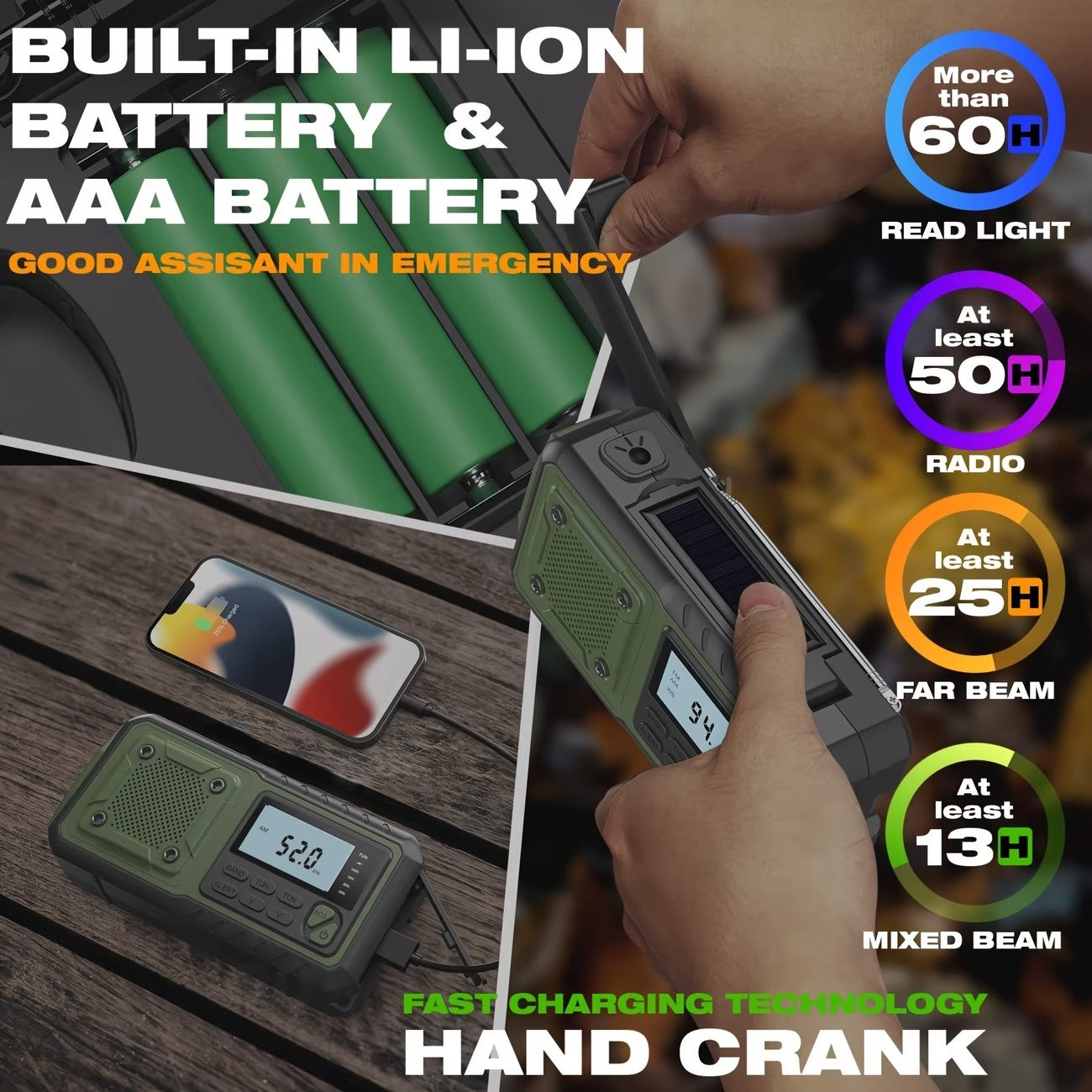 Emergency Hand-Crank Solar Weather Radio