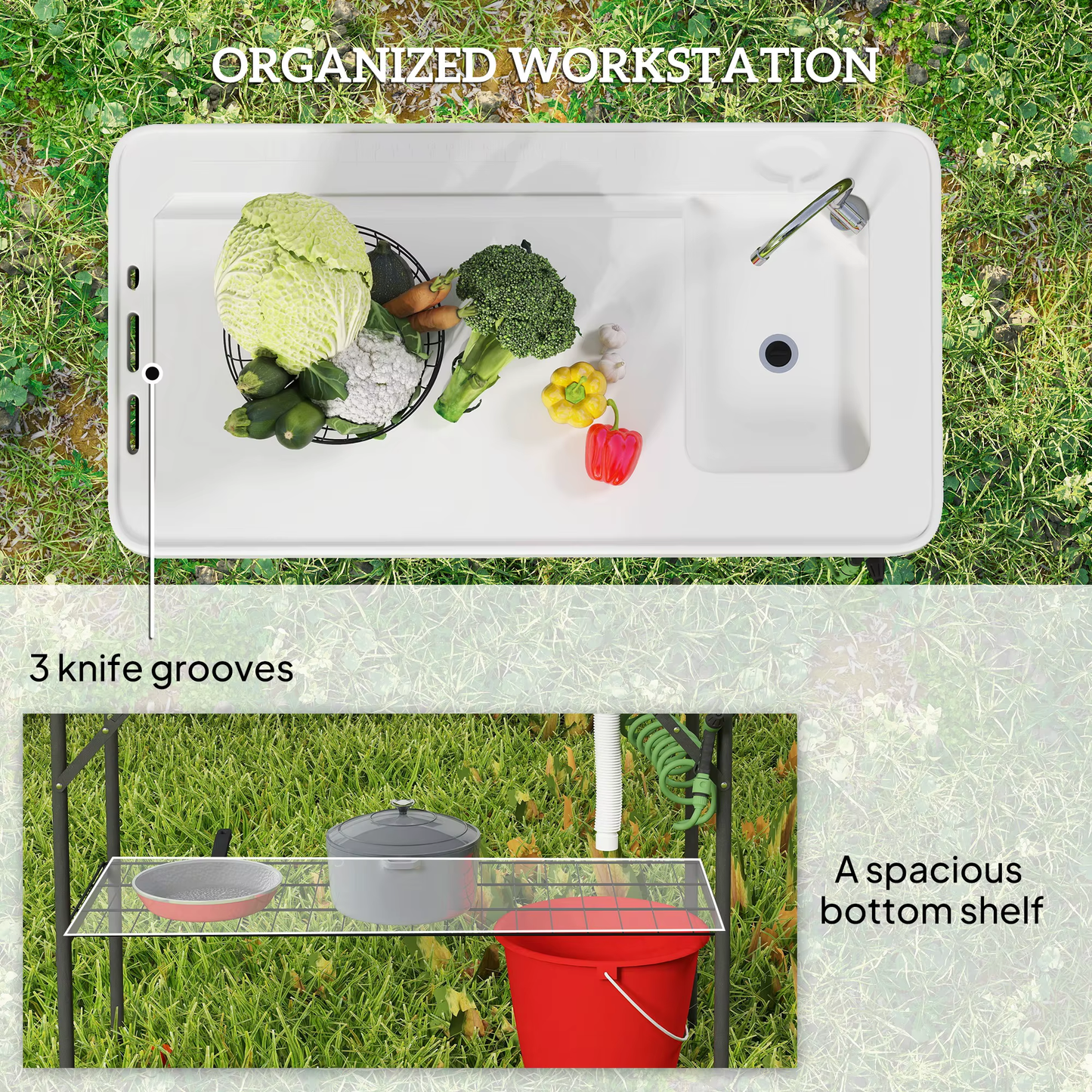 Folding Fish Cleaning Station — Table with Sink & Sprayer