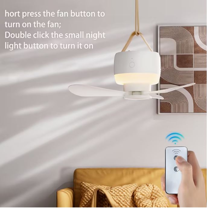 Portable USB Rechargeable Camping Fan with LED light