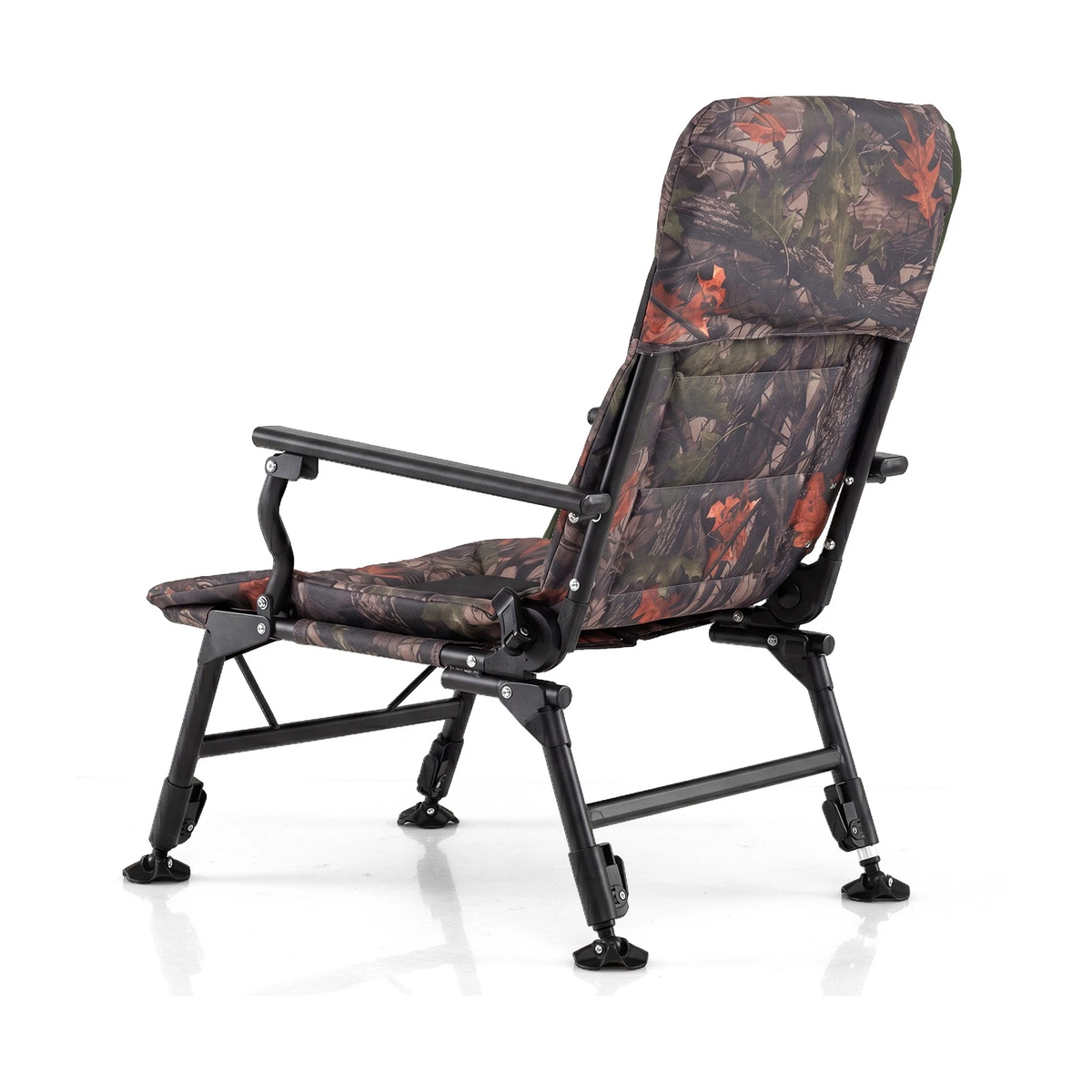 Oversized Foldable Fishing Chair — Camping Chair w/ Large Adjustable Feet & Armrest