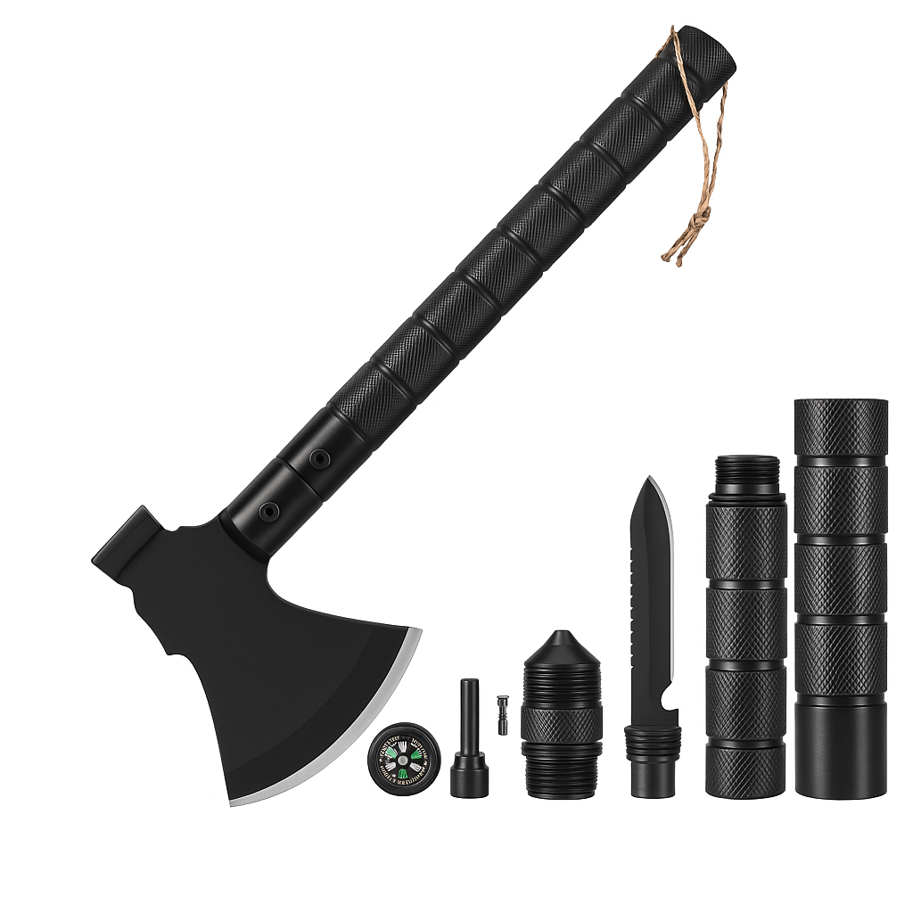 Modular Survival Hatchet — Multi-Tool with Fire Starter, Compass & Knife