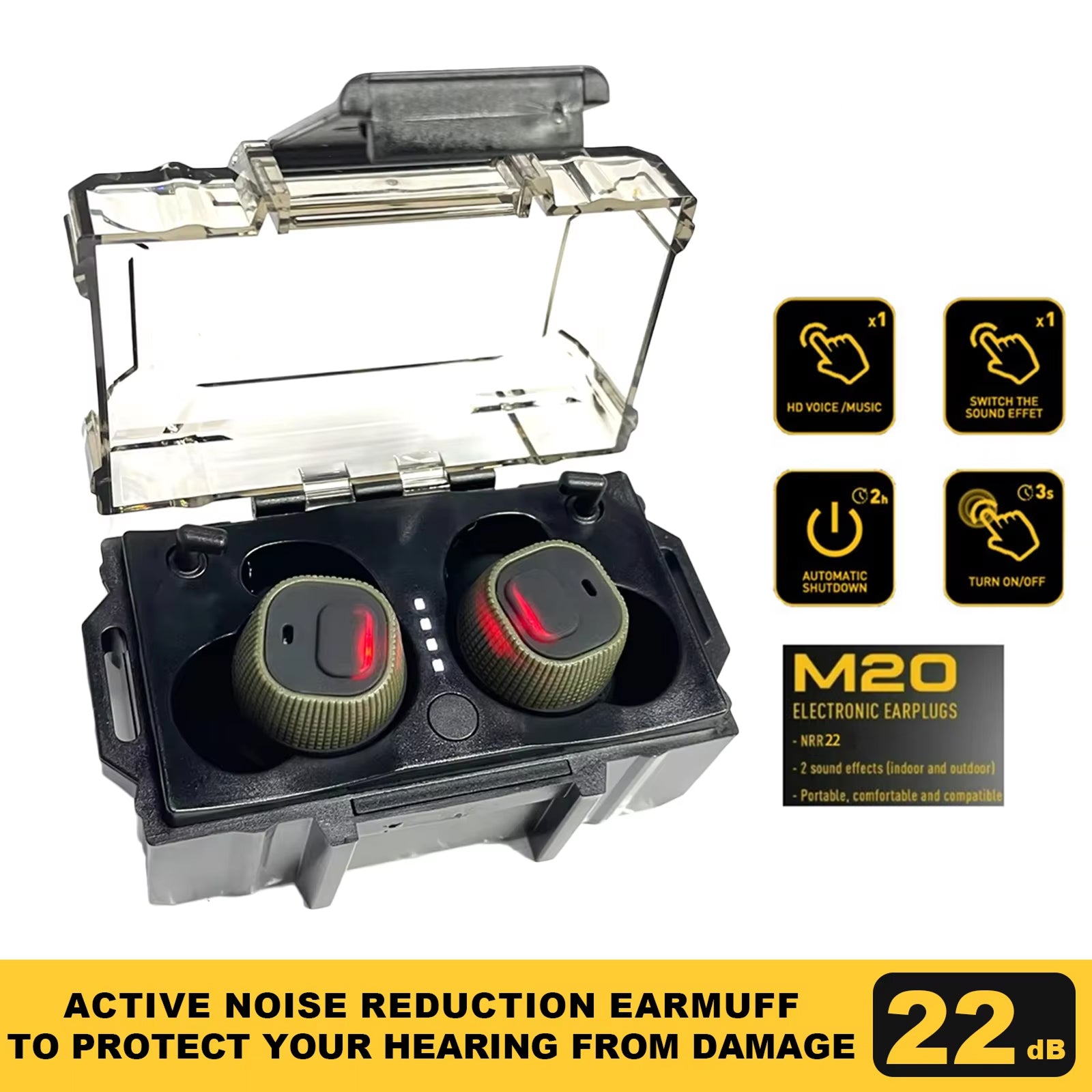 SNO earbuds spec overview — NRR22, dual sound effects
