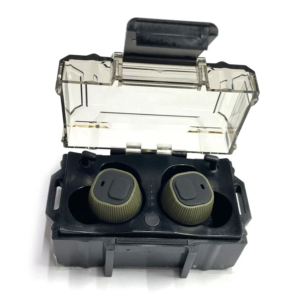 SNO earbuds in open charging case