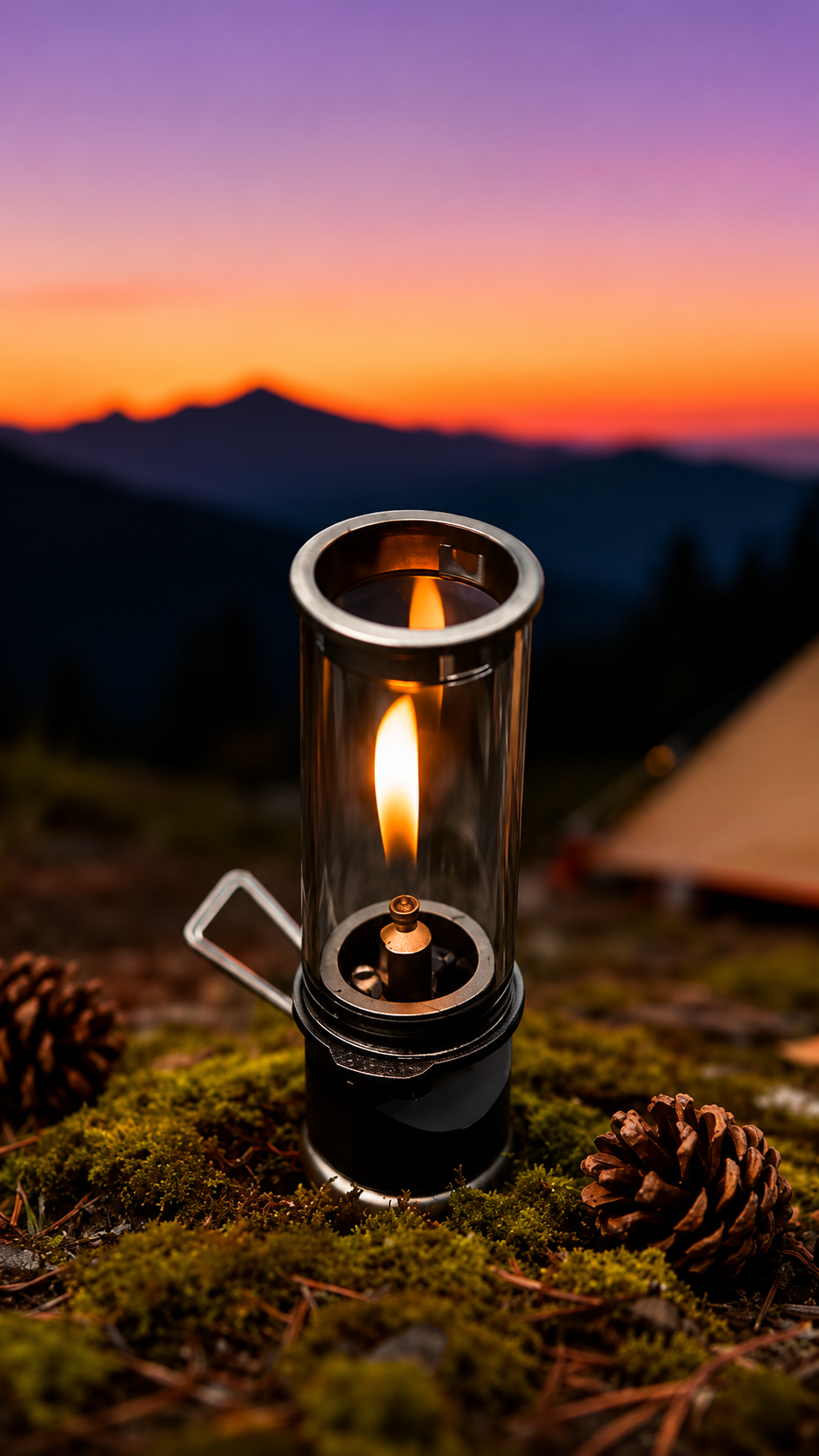 Windproof Portable Gas Candle Camping Lantern