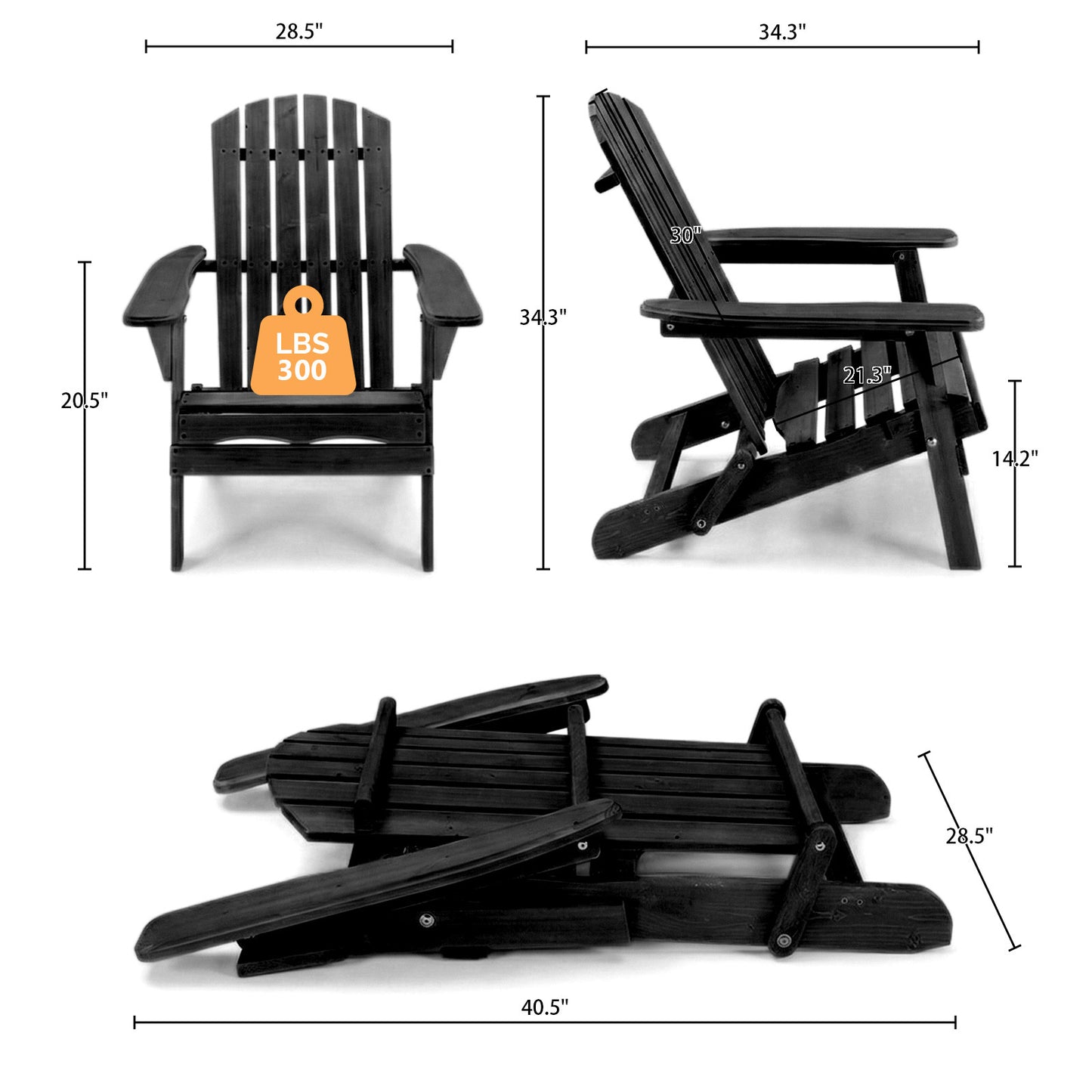 Folding Adirondack Chair — Fire Pit & Patio Set