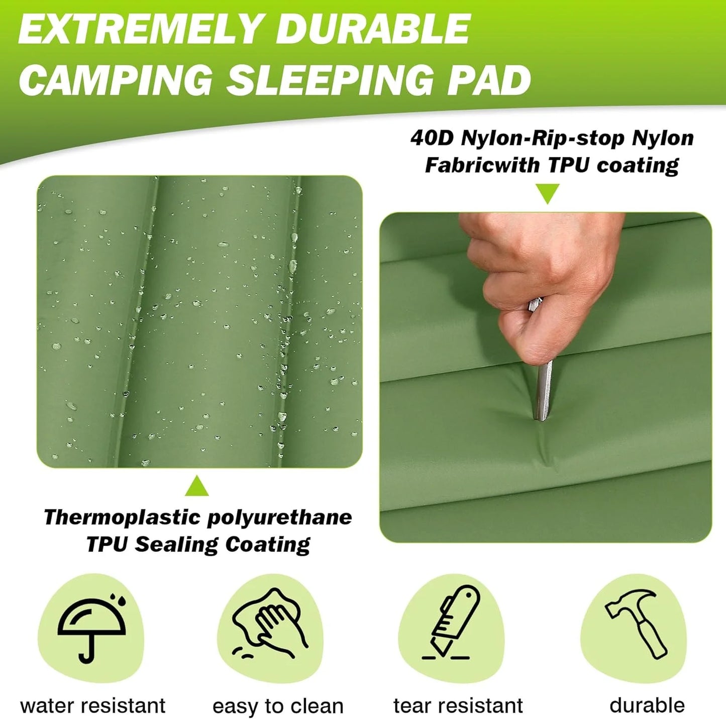 Ultralight Camping Sleeping Pad with Built-In Pump & Pillow