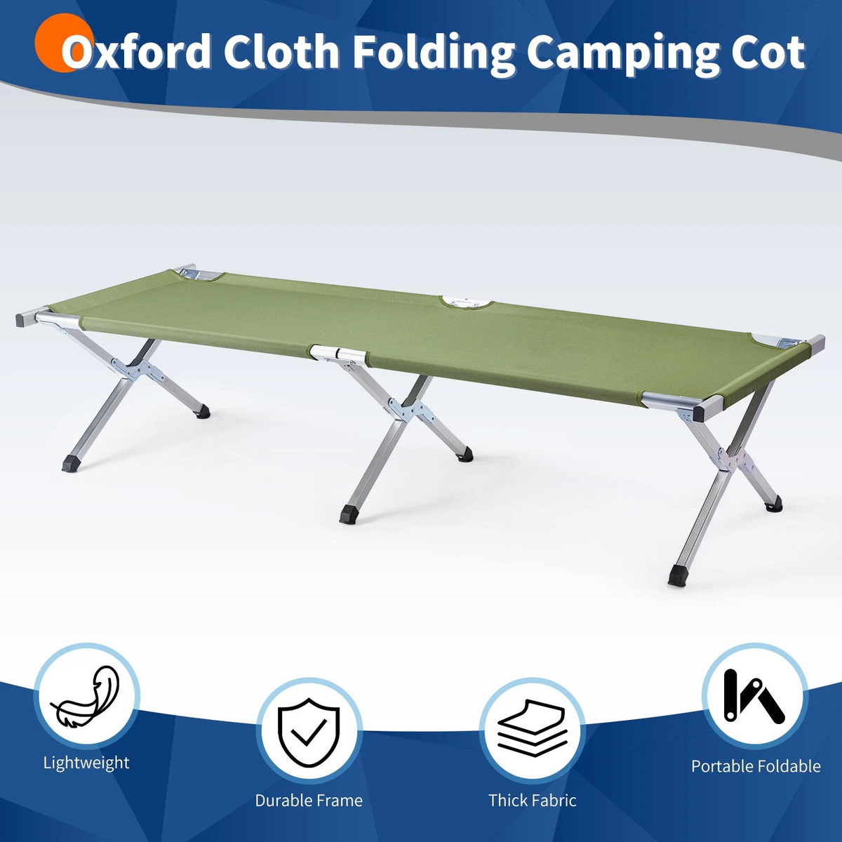 Trailhead Cot — Extra Wide Heavy Duty Camping Cot with Steel X-Frame